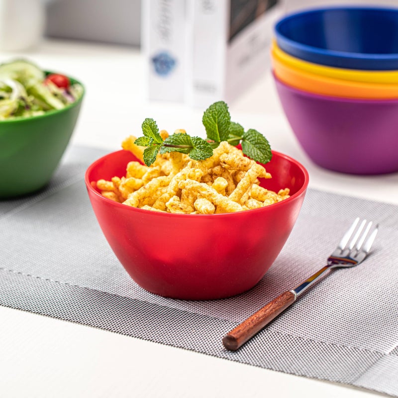 KX-WARE Plastic Bowls set of 12 - Unbreakable and Reusable 6-inch Plastic Cereal/Soup/Salad Bowls Multicolor | Microwave/Dishwasher Safe, BPA Free - Image 4